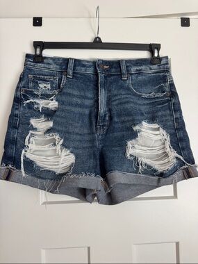American Eagle Outfitters Dark Blue Distressed Mom Short